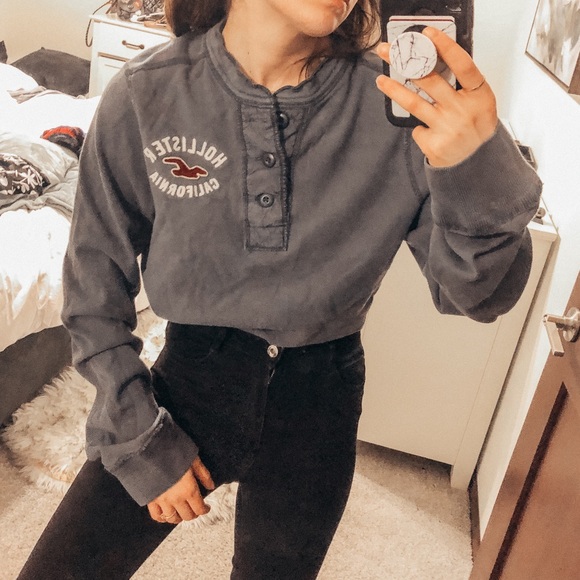 Y2K Button thermal long Sleeve Top Shirt D - Picture 2 of 6